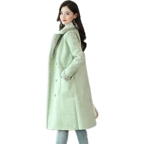 Fur Coat Artificial 2019 new Blue Green Woman Plush Coat Medium and Long Section Avant-garde Fashion Coat Faux Fur