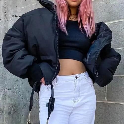 Winter Oversize Stand Collar Zipper Bread Parka Coat Women Long sleeve Stay Warm Jacket Short Outerwear Casual 7 colors