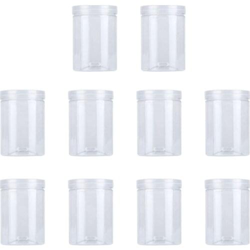 10 Pcs 500Ml Food Jar Sealed Transparent Plastic Kitchen Can Snacks Containers with Lid for Candy Cookies Scented Tea