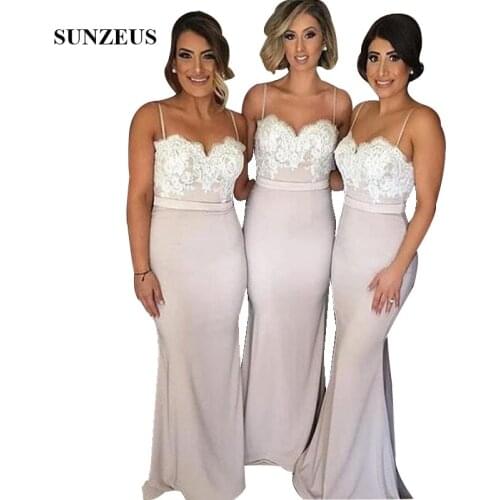 Mermaid Spaghetti Straps Appliques Bridesmaid Dresses 2020 Low Back Women Party Gowns Custom-made Wedding Guest Dress