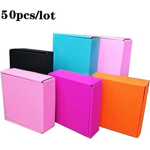 20pcs /50pcs / pink gift box Festival Party 3-layer corrugated box storage display carton supports customized size printing logo