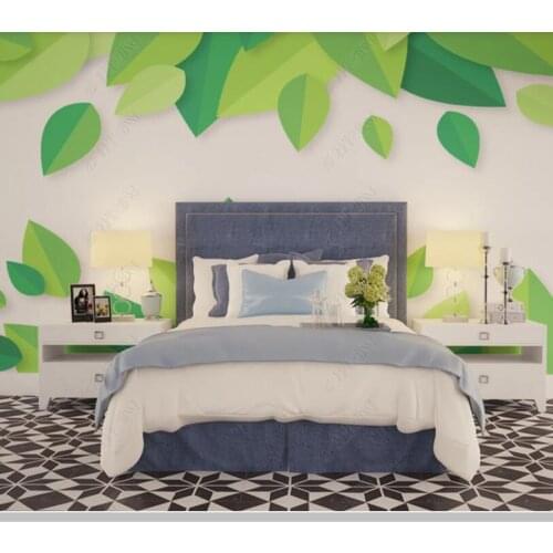 Custom Modern minimalist green leaf 3d wallpaper,living room tv wall children bedroom home decor cafe bar mural
