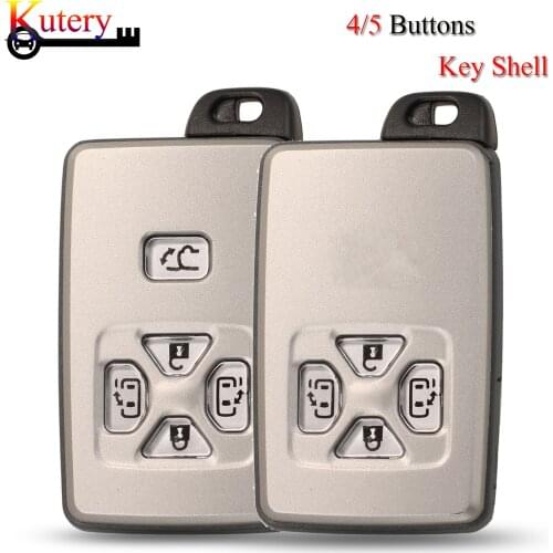 Kutery Remote Smart Card Car Key Shell For Toyota Alphard Estima Vellfire 4/5 Buttons With Uncut Blade Silver Key Case Cover Fob