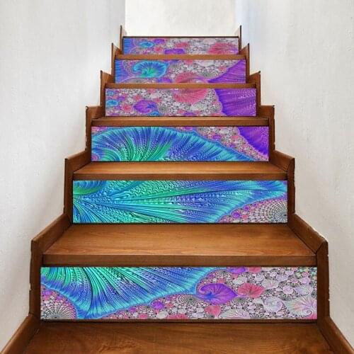 PVC Waterproof Art Abstract Colorful Leaf Home Decor Decal Stair 3D Print Sticker Self Adhesive Diy Paper for Bedroom Sticker