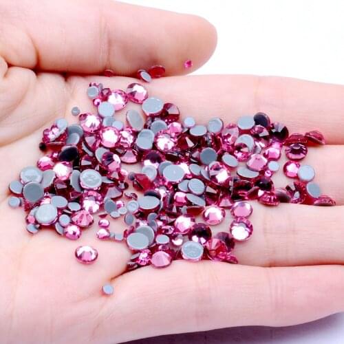 ROSE Color Hotfix Strass Rhinestones Flatback Glue Backing Iron On Glass Stones Appliques For Fabric Garments Supplies