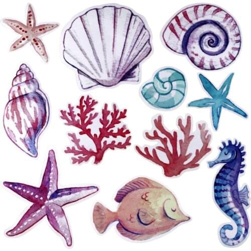 TOPBATHY Sea World Wall Paste Sea Horse Star Shell Mural Art Sticker for Bedroom Living Room