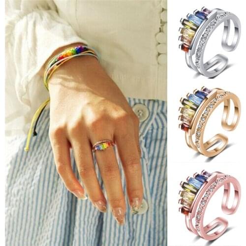 European and American Exaggerated Double Crown Index Finger Ring Wild Color Opening Ladies Ring Engagement Banquet Jewelry