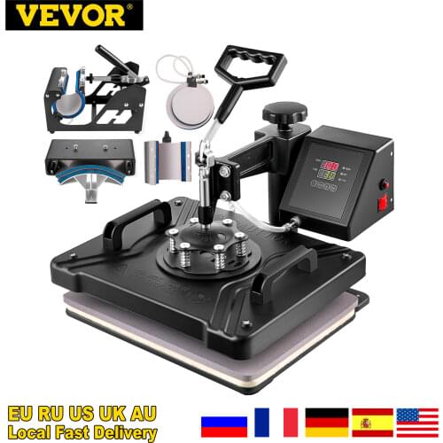 VEVOR 12x15 Inch 5 6 8 in 1 Combo Heat Press Transfer Machine Swing Away Printer Printing Sublimation T-Shirt Hat Cap Mug Plate