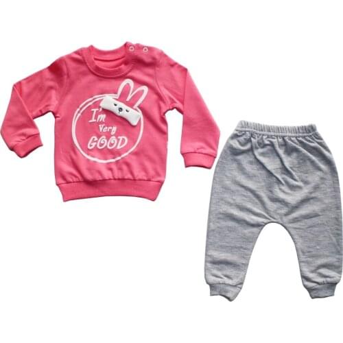 I'm Very Good Writing Rabbit Pattern Fuchsia The grills 2'li Girl Baby suit