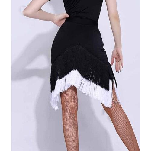 Fashion Latin Dance Skirt Cha Cha Salsa Samba Rumba Tango Splice Fringe Practice Wear Women Ballroom Performance Clothes PY223