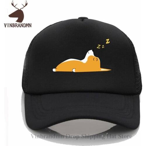 Funny Cute Corgi Dreams Baseball cap Youth Boy Apparel Lovely Dreaming Corgi Dog Bucket hats Humor Kawaii Fishing hat Corgi hats