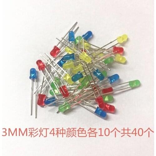 3mm light emitting diode LED tube lamp body colors red, green and yellow diodes each 10 pack of 30 / pack 30205