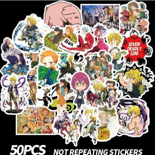 50 PCS The Seven Deadly Sins Sticker For Laptop Luggage Bicycle Motorcycle Skateboard Decal Graffiti Waterproof Stickers