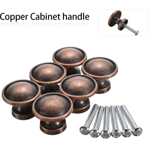 6Pcs 20 mmx25mm Copper Finish Brushed Copper Door Wardrobe Knobs Kitchen Cabinet Drawer Furiture Hardware