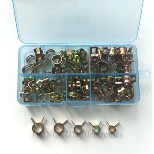 75Pcs/set 6-10mm Vacuum Spring Fuel Oil Water CPU Hose Clip Pipe Tube for Band Clamp Metal Fastener Assortment Kit