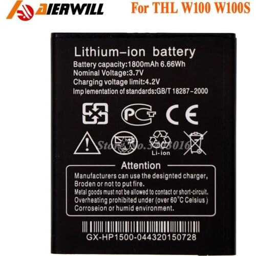 For THL W100 W100S Battery Bateria Batterij Accumulator PIL 1800mAh
