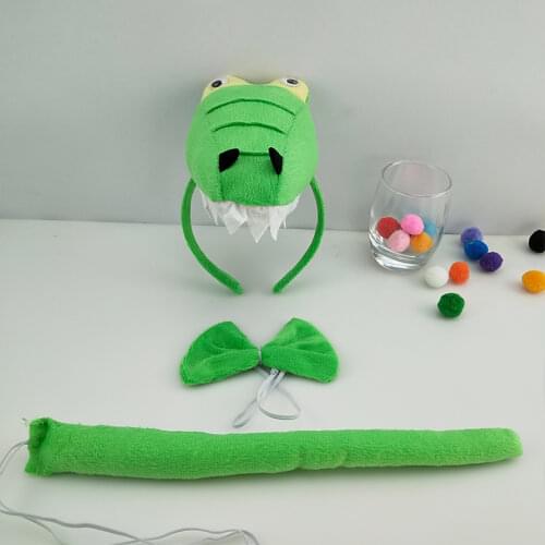 Boy Animal Headband Bow Tie Tail Paws Gloves Dinosaur Cosplay crocodile Costume Set Kids Adults Party Christmas Xmas Halloween