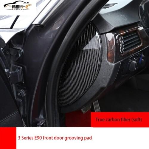For BMW 3 Series E90 2005-2012 Auto Front Door Buffer Slot Cushion Stickers 2 Pieces Of Real Carbon Fiber (Soft) Car Accessories