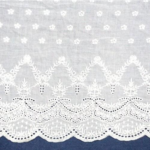 White Flower Hollow Out Lace Cloth Embroidered Womens Summer Cotton Cloth Hollow Lace Fabric