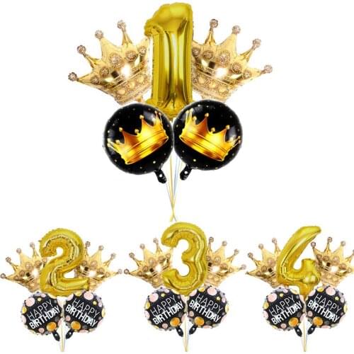Large Helium Air Digit Figure Big Crown Number Foil Balloon Rose Gold balloon Birthday Party Decorations Kids