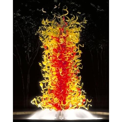 China Factory Colored Glass Material and LED Light Source Style Hand Blown Murano Glass Large Long Sculpture