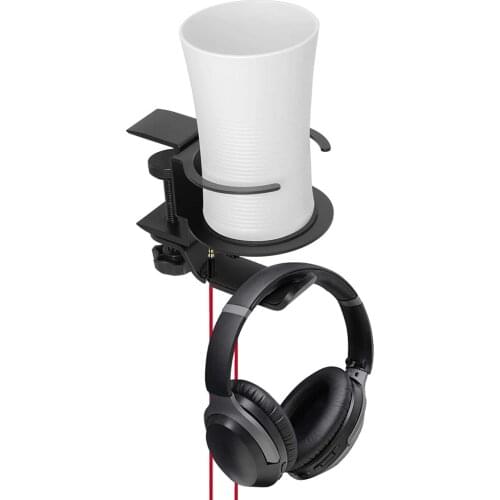 Aluminium Alloy Headphone Holder Hanger Headset Bracket 360 Hook Rotation Metal Wall Clamp Earphone Desktop Mount Stand