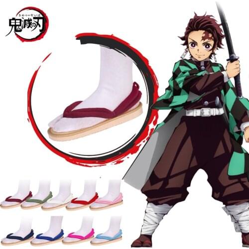 Hot Sale Anime Demon Slayer:Kimetsu No Yaiba Cosplay Geta Clogs Role-Playing Props Shoes Multicolor Flip Flops Halloween Costume