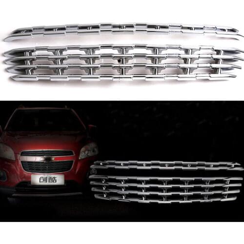 BBQ@FUKA 2PCS/set Grill Grille Chromed ABS Plastic Front Center Cover Trim Fit For TRAX 2014 Car Set Car Styling Covers