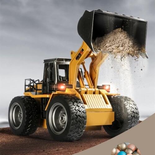 HUINA 520 RC Excavator Truck Wheel Shovel Loader 6CH 4WD Metal Remote Control Bulldozer Construction Vehicle For Kids Toy Gifts