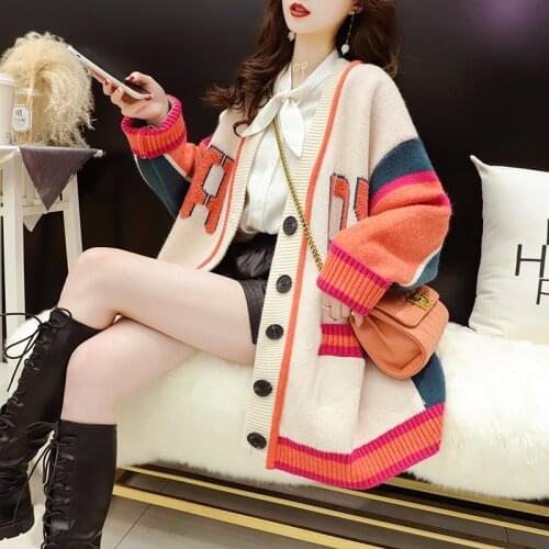 Oversized Cardigan Women Long Coat New Loose Autumn Knitted Top Sweaters Female Loose Jumpers Cardigan Jacket with Buttons