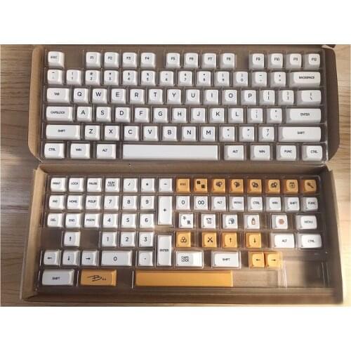 140Pcs PBT Dye-Sub Keycaps QX1 Profile With Puller For 61/64/87/96/104 Keys GH60 RK61 Matrix Joke Mechanical Keyboard - White