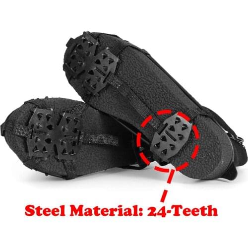 1 Pair M L 24 Teeth Anti-Slip Ice Grips Gripper Shoes Boot Hiking Ice Climbing Shoe Spikes Climbing Chain Crampons Shoes Cover