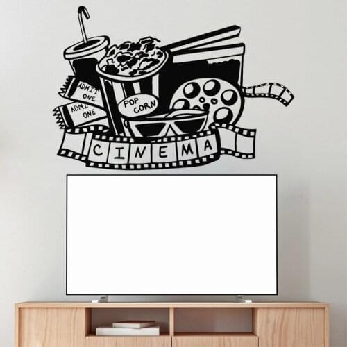 Film Strip Wall Stickers Cinema Vinyl Decal Movie Tickets Wall Decor Filming Sticker Screening Room Decoration Popcorn Drink Log