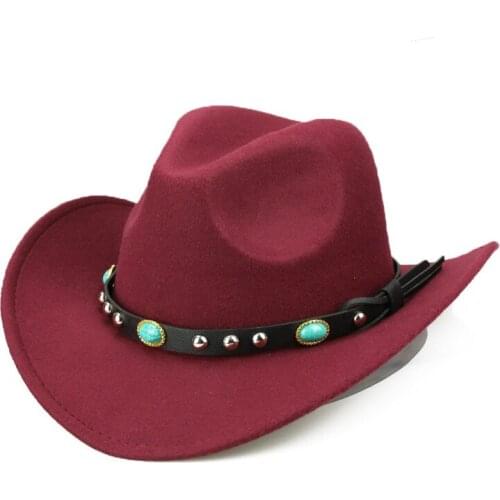 New Vintage Wool Western Style Cowboy Hat For Women Men Wide Brim Cowgirl Jazz Cap Toca Sombrero Cap Cowboy Hat 9 Colors