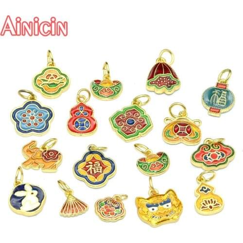 New Arrival Chinese Traditional Style Flower Animal Plant Shape Small Pendants Fashion Bracelet Making Tags For Bracelet Making