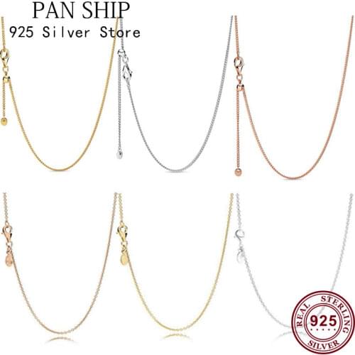 Original PAN S925 Silver Fashion Pop Sliding Foundation Necklace For Womens Perfect Gift