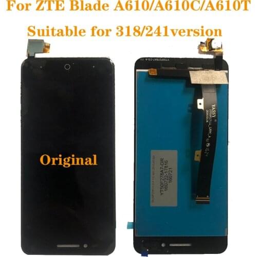 Original display For ZTE Blade A610 LCD Monitor Touch Screen Digitizer Component Replacement A610C LCD 5" 100% Test Work Screen