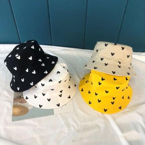 2021 Korean Summer New Panama Fisherman Hat Cartoon Mickey Print Pot Hat Female Student Casual Bob Sun Hat Bucket Hat
