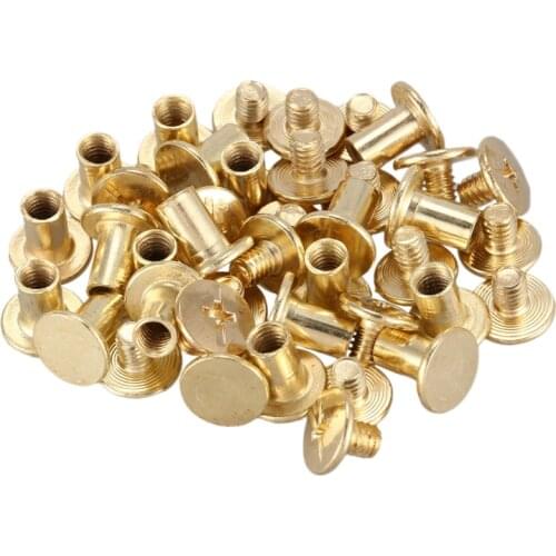 GTBL 20x Album Purse Brass Plated 5x8mm Binding Chicago Screw Post, Brass