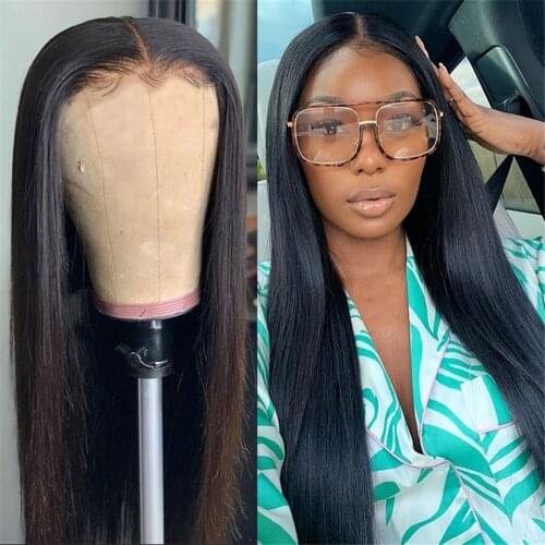 Bone Straight 13x4 Lace Front Human Hair Wigs Brazilian Preplucked Natural Hairline 4x4 Lace Closure Straight Wig Bleached Knots