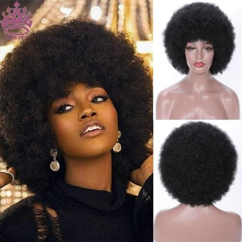 AZQUEEN Afro Wig Women Short Fluffy Hair Wigs For Women Kinky curly Synthetic Hair For Party Dance Cosplay Wigs with Bangs