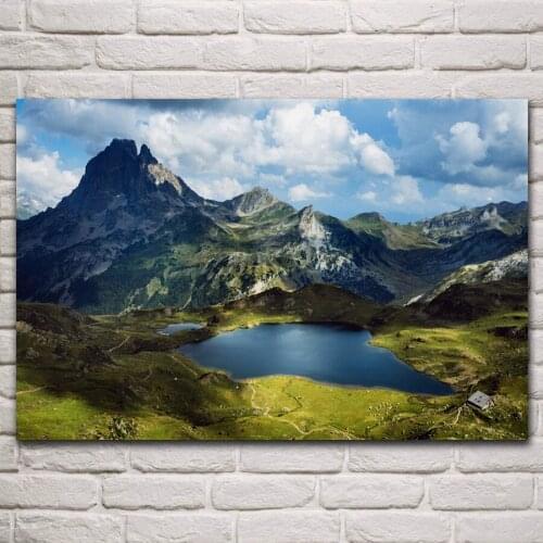 Midi Peak French Pyrenees great mountains lake nature scenery posters on the wall picture home living room decoration KP775