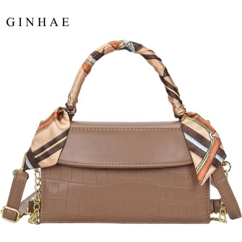 Fashion Leather Handbag For Women 2021 Designer Luxury Alligator Pattern Shoulder Bag Retro Messenger Crossbody Small Square Bag