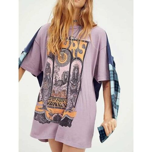 Super Chic Vintage Design Graphic Print T Shirt Women Short Sleelve Lilac Graphic T Shirts New Summer T Shirt Tops Cotton Tee