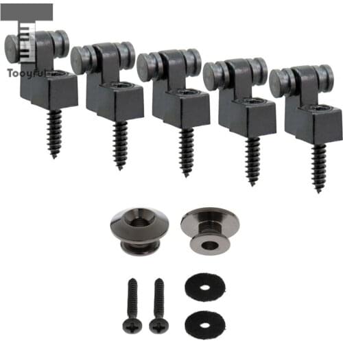 Tooyful 2 Pcs Strap Button +5Pcs Roller String Tree Guides Retainer Screw for Guitar