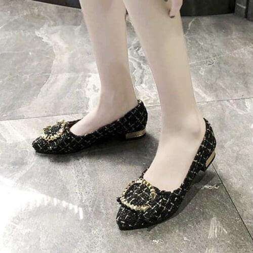 Fashion Women Slip On Elegant Breathable Flat Shallow Comfortable Casual Pointed Toe Vintag Single Shoes Zapatillas Mujer#35