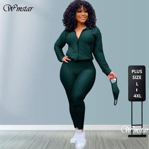 Plus size S 4XLTracksuitsTwo Piece Outfit Women Sweatsuits Zip Top Leggings Sweatpants Jogger Sport Suits Wholesale Dropshipping