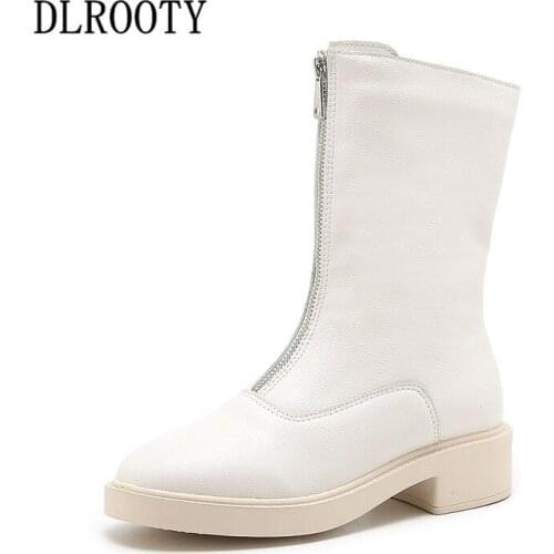 Winter Women Ankle Martin Snow Boots Autumn Female Casual Shoes Female Flat Fashion Platform Round Toe Zipper Solid Plus Size