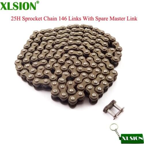 XLSION 25H Sprocket Chain 146 Links With Spare Master Link For 47cc 49cc 2 Stroke Dirt ATV Quad 4 Wheeler Pocket Bike Mini Moto