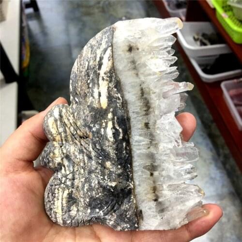 1pcs Natural white tufted crystal teeth hand-carved flower fairy crystal decorations for Home Halloween gifts